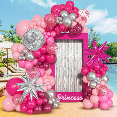 143Pcs Pink and Silver Valentines Balloon Garland Arch Kit, Hot Pink Confetti 4