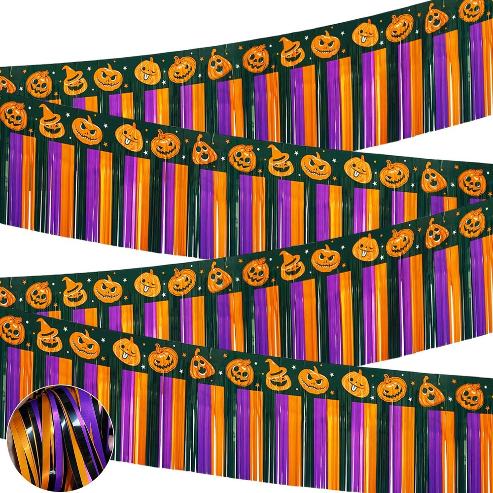 4 Pack 39Ft Halloween Parade Floats Foil Fringe