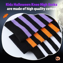 3 Pairs Halloween Striped Socks for Kids Cotton Spooky Striped Knee High Unif…