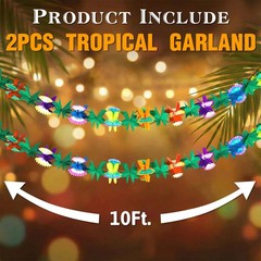 FUTUREPLUSX 2 Pack Tropical 2 Count (Pack of 1), Tissue Flower Banner 2pcs
