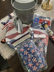 July 4th Lot : Party Bundle Ice Bucket Table Cloth , Serving And Decor. ( New )
