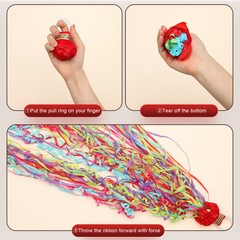 20Pack No Mess streamers,Romantic Colorful Hand Throw Streamers Poppers