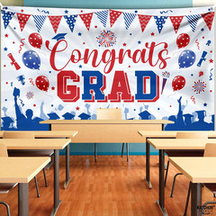 , Red and Blue Congratulations Banner, XtraLarge, 72×44 Inch, Graduation Backdro