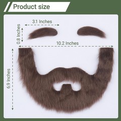 Full Fake Beard and Eyebrows Brown Self Adhesive Realistic Costume Facial Hai…