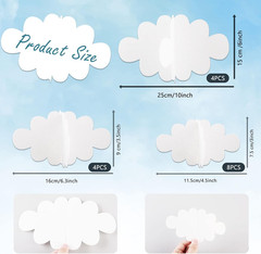 16 Pcs 3D Cloud Decorations Hanging Clouds for Ceiling Artificial Clouds Props F
