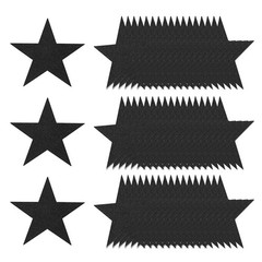 80 Pcs 6 Inch Double Printed Glitter Star Cutouts, Black