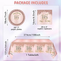16th Birthday Decorations for Girls Rose Gold Sweet 16 Birthday Party Decorat…