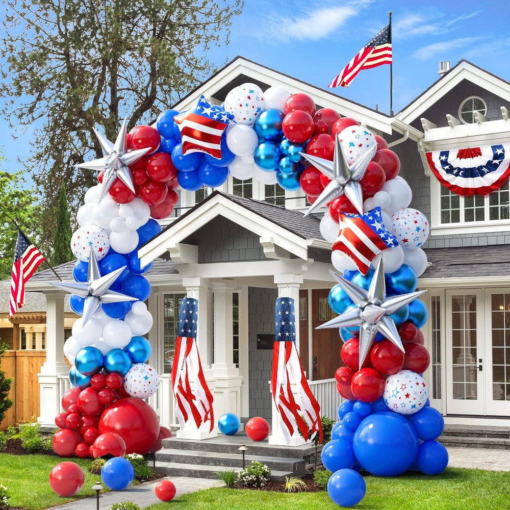 151pcs Red White and Blue Balloon Garland Arch Kit Patriotic Decorations with…