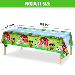 Kasyat Farm Animals Party Tablecloth Farmhouse Disposable Plastic Table Cover