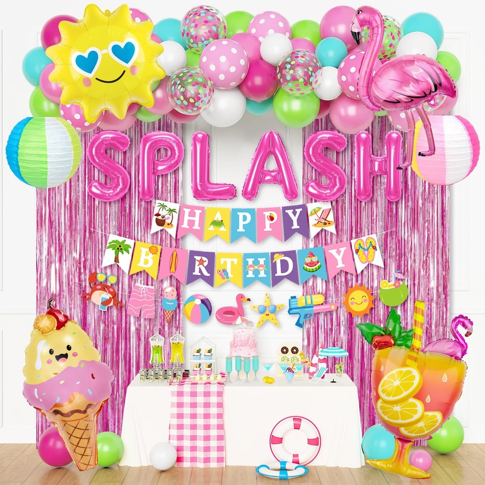 Summer Pool Beach Party Decorations, Splash Bash Party Supplies Tropical Summ…