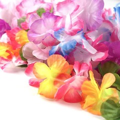 32pcs Hawaiian Leis Party Decorations, Necklace Flowers Bracelets Headband, Trop