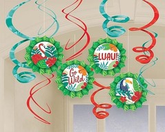 amscan Tropical Jungle Paper Fan & Foil Swirl Decorating Kit – 1 Set – Vibrant F