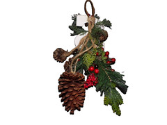 Plaid S Pinecone pine tree Hanging 16″ Deco Christmas Front Door Hanger CLtb
