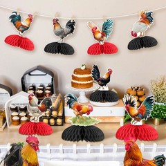 8 Pieces Rooster Honeycomb Centerpieces for Tables – Chicken Farm Theme Birth…