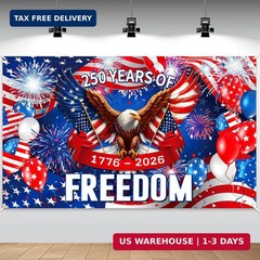 Tiamon 250 Years Birthday Decoration, 3.6 x 6 Ft American 1776-2026 Backdrop USA