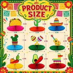 9 Pcs Fiesta Party Decorations Cinco De Mayo Decor 8» Mexican Themed Table H…