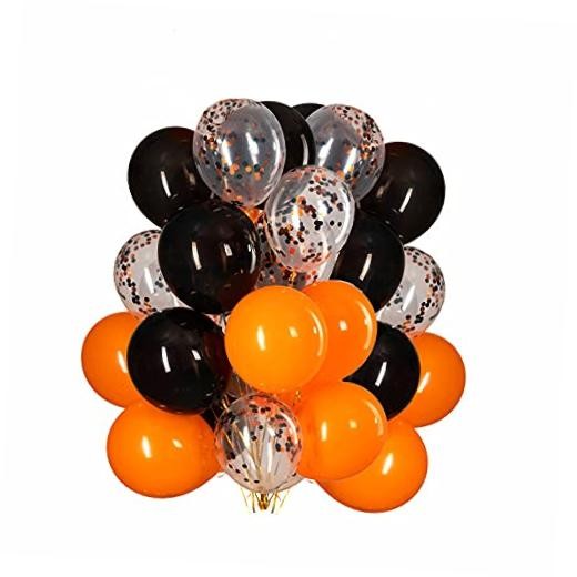 12 inch Orange and Black Balloons,Orange and Black Confetti Balloons for