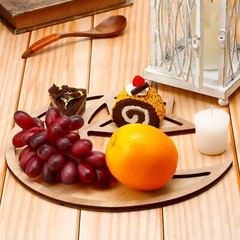2 Set Ramadan and Eid Wooden Moon and Star Tray Tableware Decoration