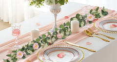 2 Pcs Pink 6.6Ft Artificial Eucalyptus Flower Garland with Fake Rose Flower Vine