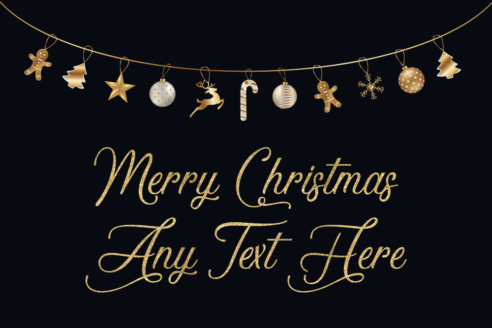 Big Poster Print Laminated Christmas Backdrop Gold Black Scene Setter Any Text