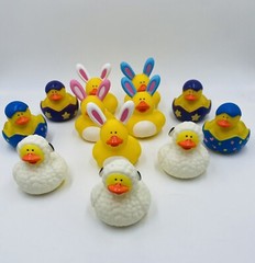 12 Easter Rubber Ducks 2″ x 2″ Bunny Sheep Egg Ducks