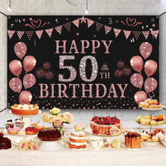 50Th Birthday Decorations for Women – Rose Gold 50Th Birthday Banner Backdrop 50