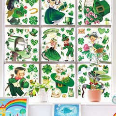 9 Sheets Vintage St. Patrick’s Day Window Cling Stickers Watercolor Retro Sham