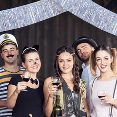YUKL Laser Silver Streamers Party Decorations 4Pack 12FT*1FT,