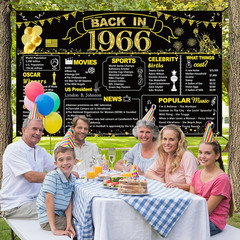 60Th Birthday Black Gold Party Decoration, Back in 1966 Banner 60 Year Old Birth