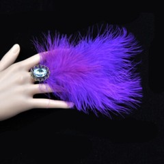 1PC Furry Feather Rhinestone Adjustable Ring Glitter Party Clubwear Bar Show New
