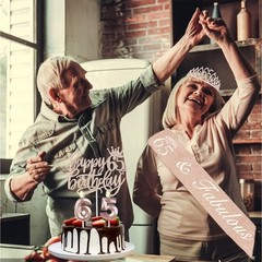 65th Birthday Decorations for Women, Including Sash, Crown/Tiara, Rose Gold