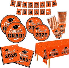 Complete Graduation Tableware Set in Orange