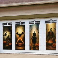 , Large Spooky Witch Pumpkin Banner Set – 47×16 Inch, Pack of 4 | Halloween D…