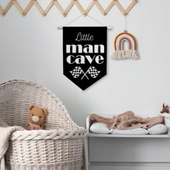 Little Man Cave Boy Nursery Wall Canvas Banner, Cars Room Decor for Boys, Che…