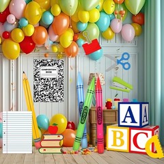 14-Piece Giant Back to School Decorations with ABC Themes & Inflatable Props
