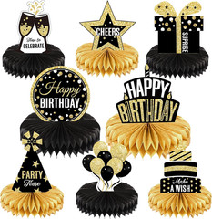 8 Pieces Happy Birthday Party Decorations Supplies Birthday Honeycomb Centerpiec