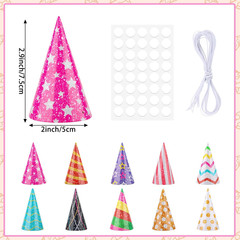 10 Pcs Glitter Mini Birthday Party Hats Multicolor Paper Cone Hats