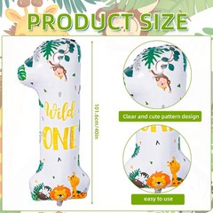 Wild Decorations, Wild Animal Number 1 Balloon, 40» Wild Balloon, Jungle Saf…