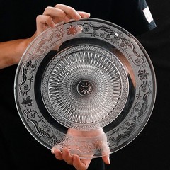 Elsjoy 6 Pack 10 Inch Large Glass Dinner Plate, Clear Round 10 inch,