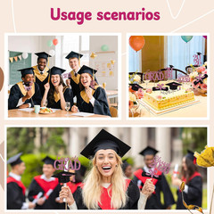 Graduation Decorations 2026, 20Pcs Black Pink Graduation Centerpieces for Tables