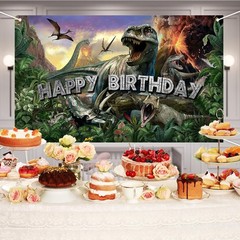 Avezano Dinosaur Birthday Backdrop Jurassic 70.8 x 43.3 Inch, Green