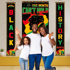 3 Pcs Black History Month Door Banner Backdrop Decorations Pan African American
