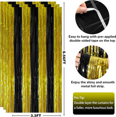 Graduation Decorations 2026 – Black Gold Streamers Backdrop Banner | Graduation