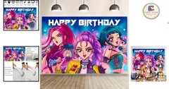 Demon Movie Hunters Happy Birthday Backdrop – 60×40” Purple Party Decoration