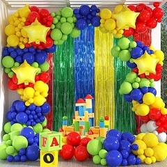 Super Bros Birthday Party Decoration, Including 2Pack Red Green Blue Yellow F…