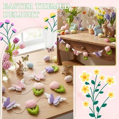 Spring Felt Garland Easter Decorations for Home 4.9 ft Felt Tulip Flower Butt…