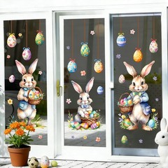 Easter Window Decoration Clings Double-Sided Cute Bunny Decals Home Indoor Decor