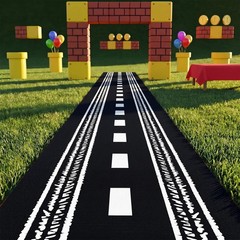 Super Themed Party Decorations Race Car Party Supplies, 10 Feet Racetrack Flo…