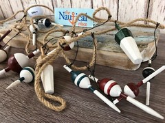 9′ Wood Fishing Bobber Floats On String – Buoy Fish Net Garland – Nautical Decor