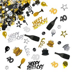 100g Black Gold Silver Foil 40th Birthday Number Confetti Party Table Decor